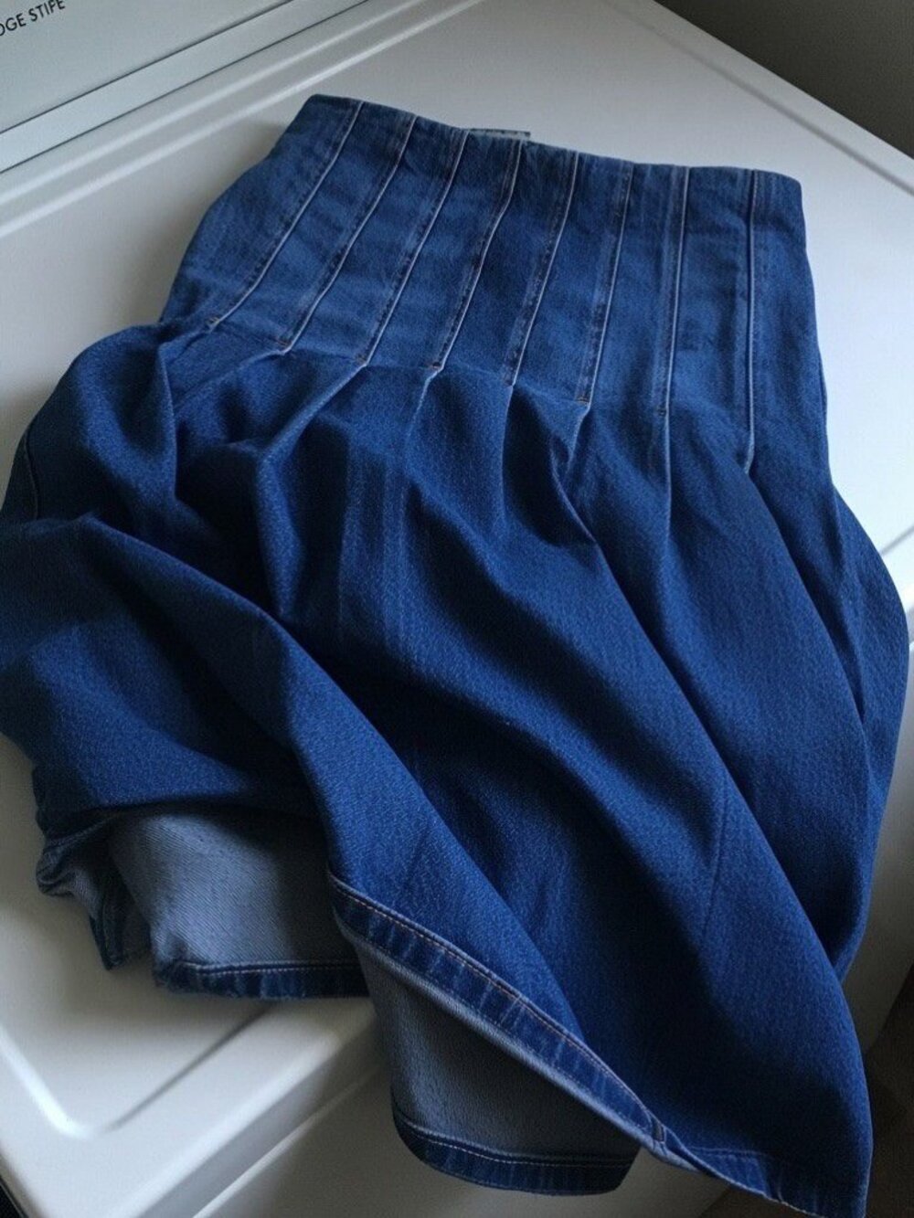 Women's Stitched Pleat Denim Maxi Skirt